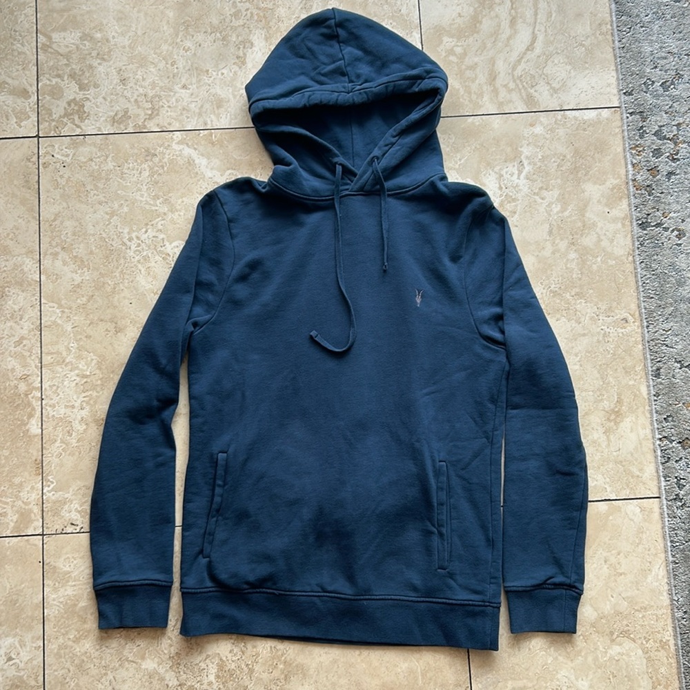 All Saints  | Raven Pullover Ramskull Hoodie Navy